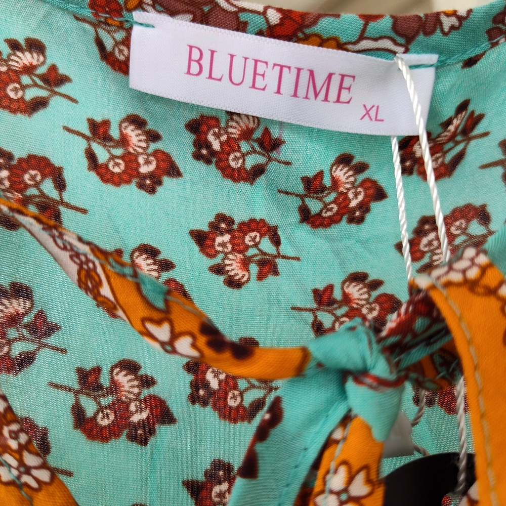 Floral Bohemian Dress - Orange and Teal - Picture 3 of 4